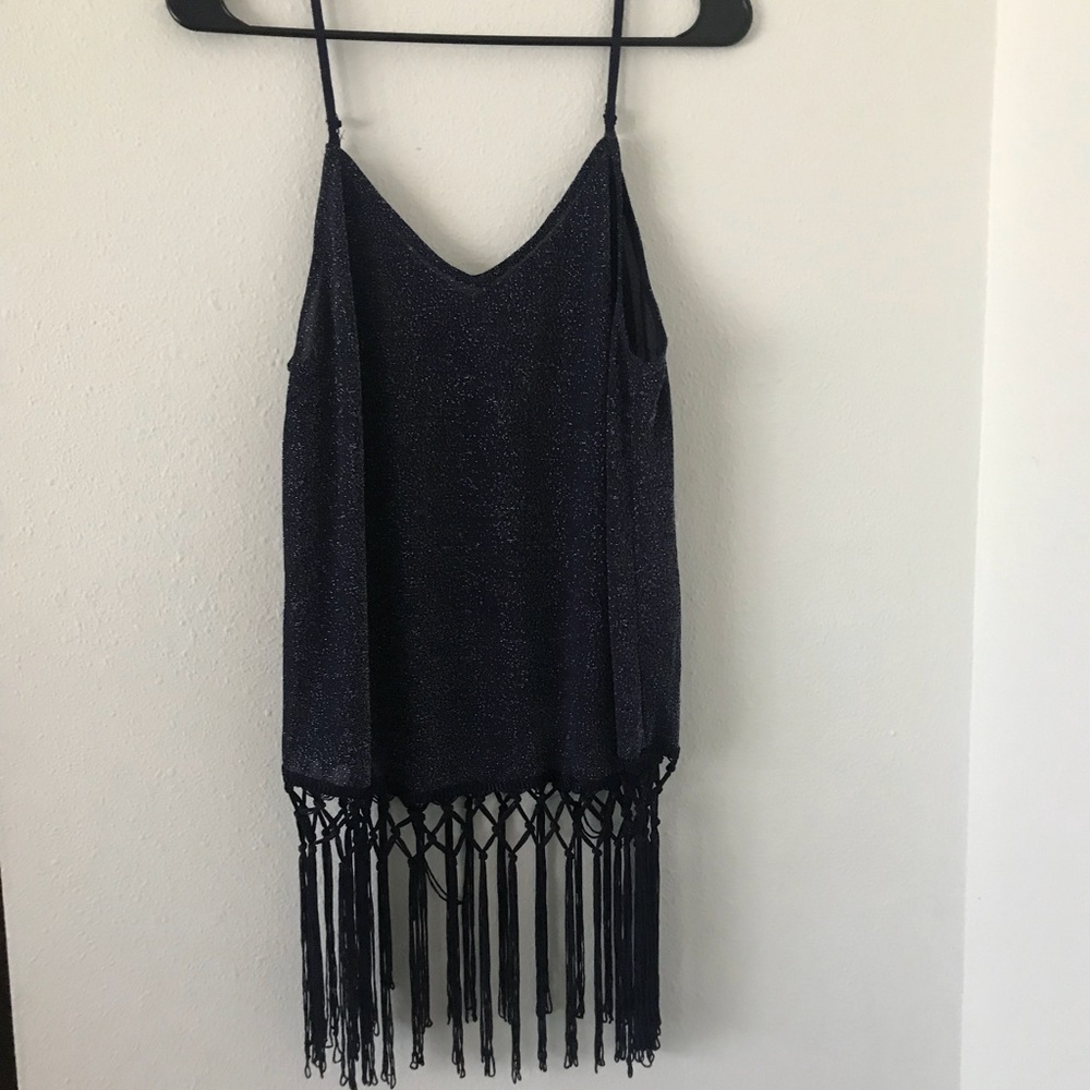 Shimmery Boho Fringe Tank Top